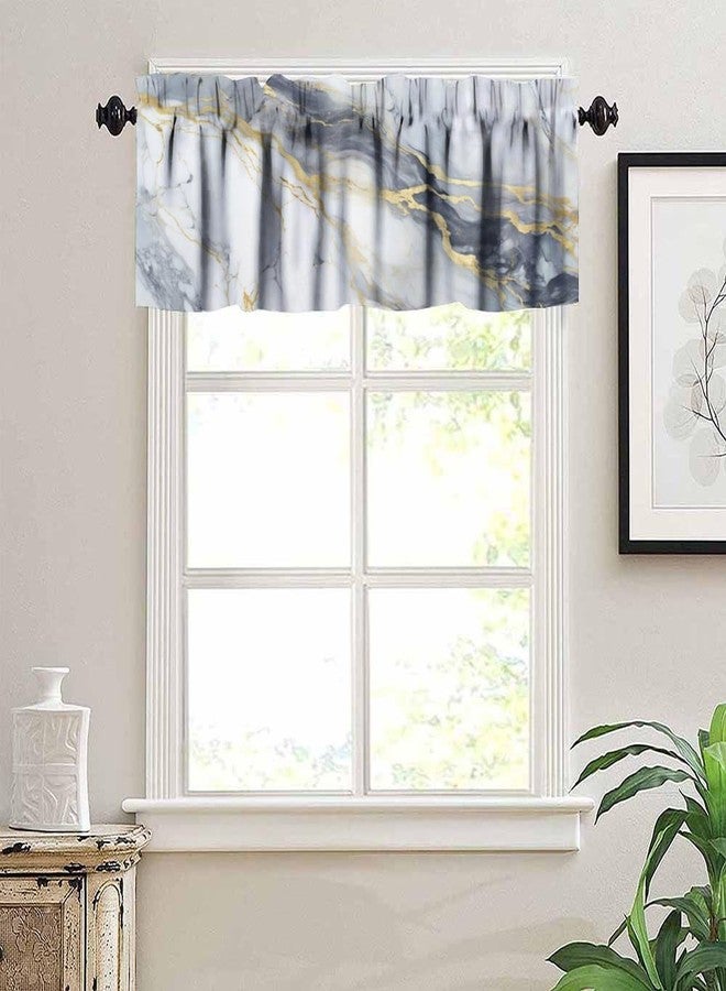 LOMADIA Marble Valance Curtain for Kitchen, Modern Abstract Foil Texture White Grey Gold Marble Pattern Window Treatment Rod Pocket Drapes for Bedroom Office Living Room Cafe Decor 54x18inch - Image 4